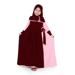 Baju Muslim Anak Perempuan Jersey Marun Peach